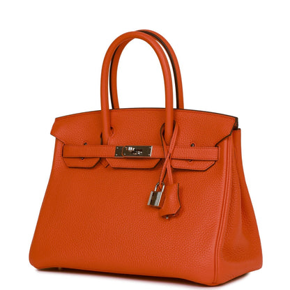 Hermes Birkin 30 Orange Poppy Verso Clemence Palladium Hardware