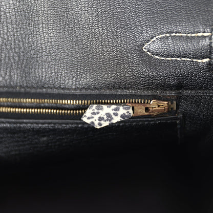 Vintage Hermes Birkin 30 White Dalmatian Buffalo Gold Hardware