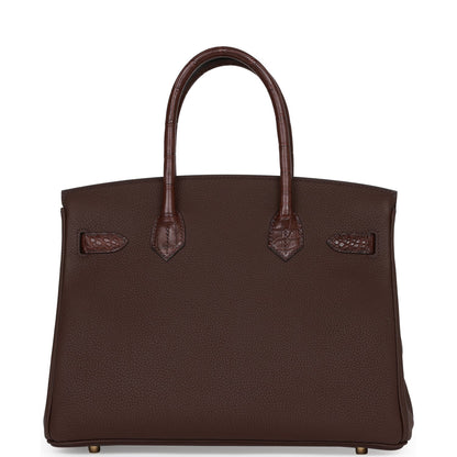 Hermes Birkin 30 Rouge Sellier Matte Alligator and Togo Touch Gold Hardware