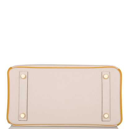 Hermes Special Order (HSS) Birkin 25 Craie and Jaune Ambre Togo Brushed Gold Hardware
