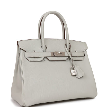 Hermes Birkin 30 Gris Perle Verso Chevre Brushed Palladium Hardware