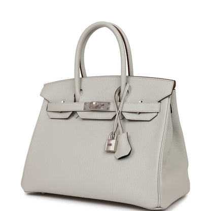 Hermes Birkin 30 Gris Perle Verso Chevre Brushed Palladium Hardware