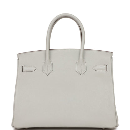 Hermes Birkin 30 Gris Perle Verso Chevre Brushed Palladium Hardware