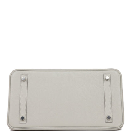 Hermes Birkin 30 Gris Perle Verso Chevre Brushed Palladium Hardware