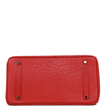 Hermes Birkin 35 Rouge Vif Ostrich Palladium Hardware