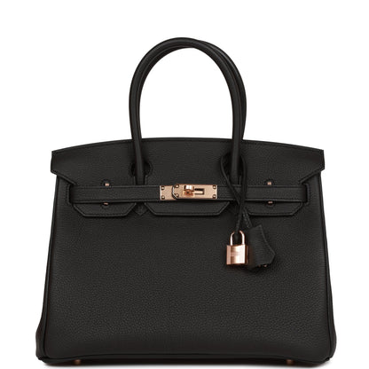 Hermes Birkin 30 Black Togo Rose Gold Hardware