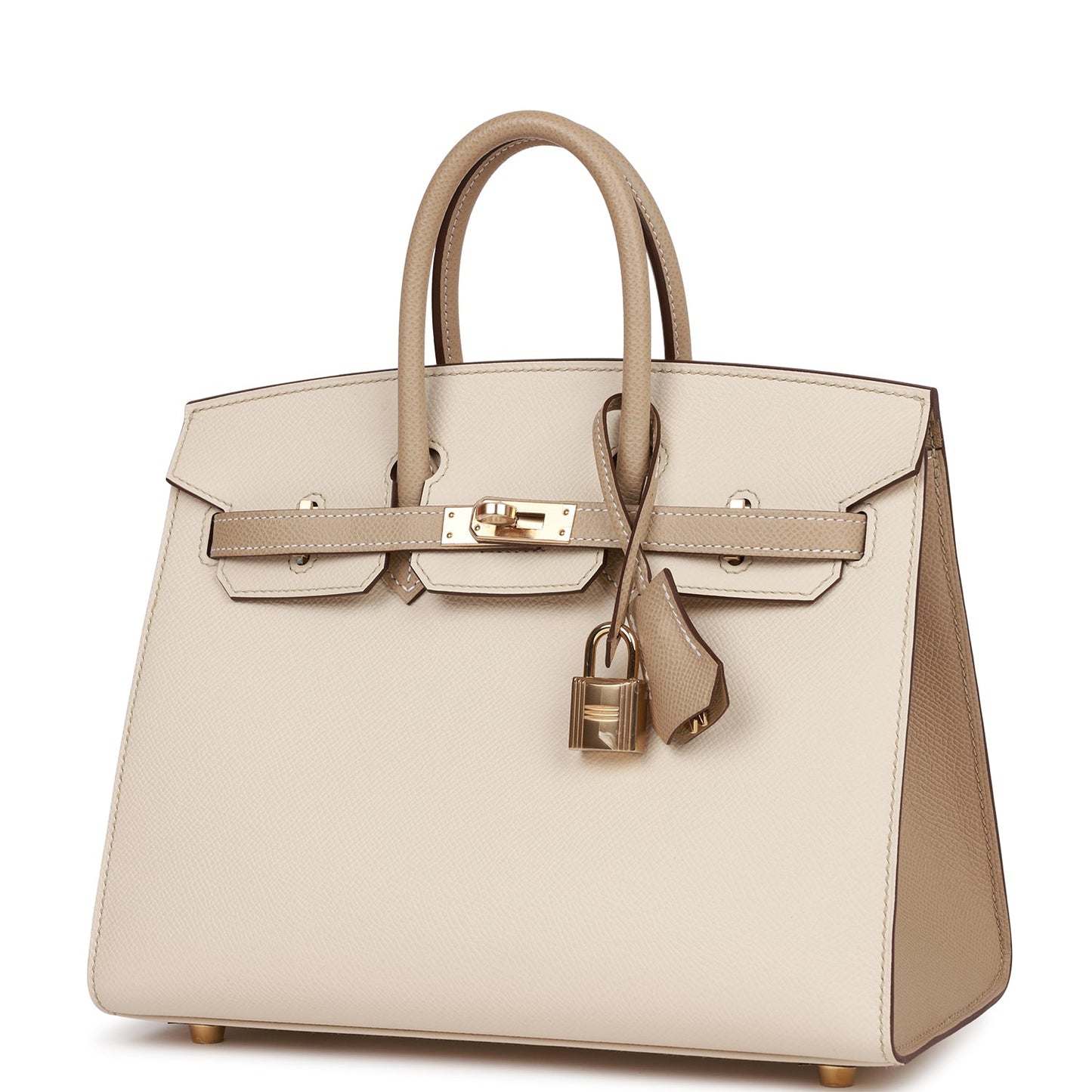 Hermes Birkin 25 Sellier Craie and Trench Epsom Permabrass Hardware