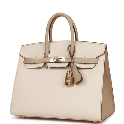 Hermes Birkin 25 Sellier Craie and Trench Epsom Permabrass Hardware