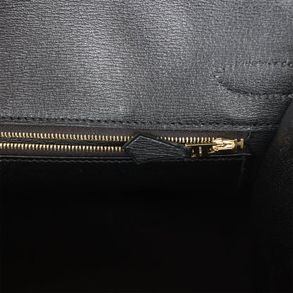 Hermes Birkin 30 Sellier Black Shiny Porosus Crocodile Gold Hardware