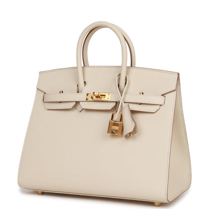 Hermes Birkin 25 Sellier Craie Epsom Gold Hardware