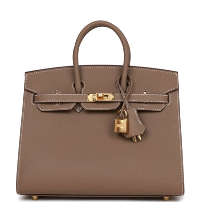 Hermes Birkin 25 Sellier Etoupe Epsom Gold Hardware