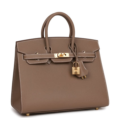 Hermes Birkin 25 Sellier Etoupe Epsom Gold Hardware