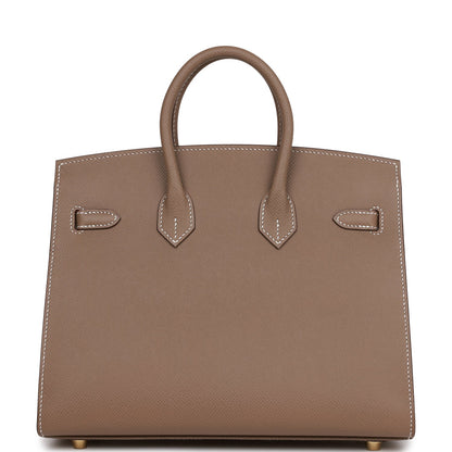Hermes Birkin 25 Sellier Etoupe Epsom Gold Hardware