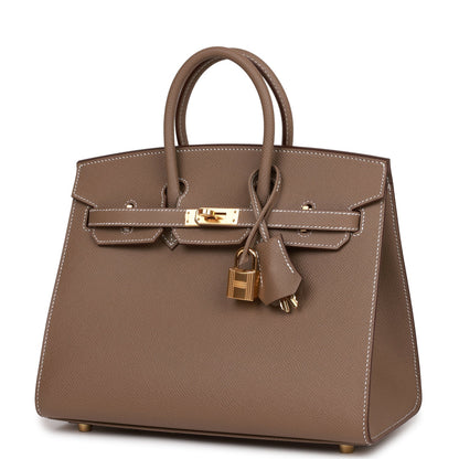 Hermes Birkin 25 Sellier Etoupe Epsom Gold Hardware