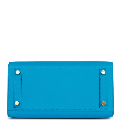 Hermes Birkin 25 Sellier Bleu Frida Epsom Gold Hardware