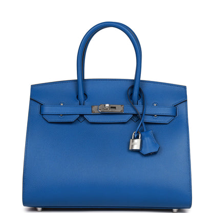 Hermes Birkin 30 Sellier Bleu France Epsom Palladium Hardware