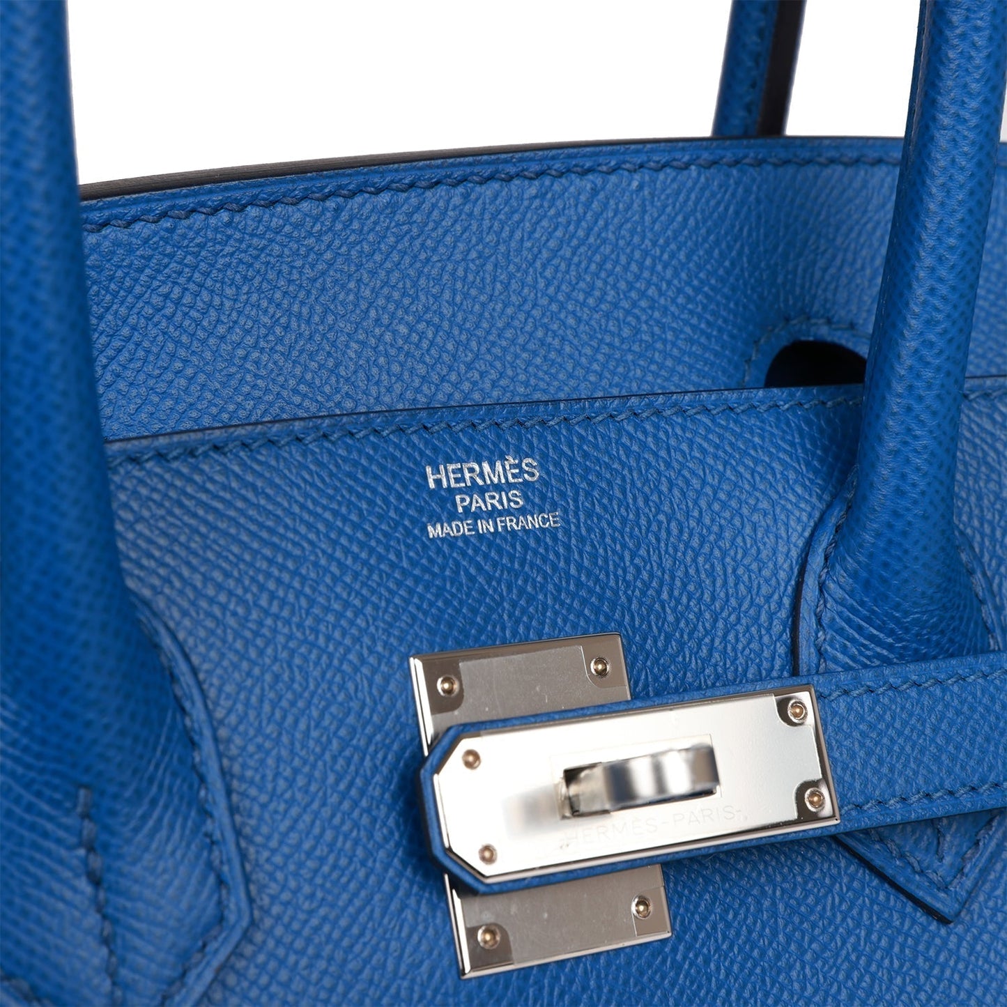 Hermes Birkin 30 Sellier Bleu France Epsom Palladium Hardware