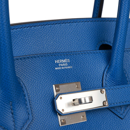 Hermes Birkin 30 Sellier Bleu France Epsom Palladium Hardware