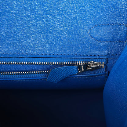 Hermes Birkin 30 Sellier Bleu France Epsom Palladium Hardware
