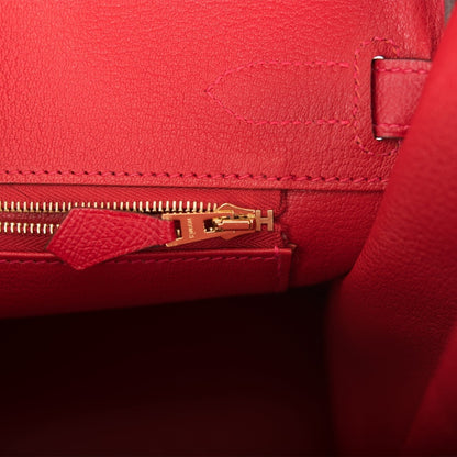 Hermes Birkin 30 Rouge Casaque Epsom Gold Hardware