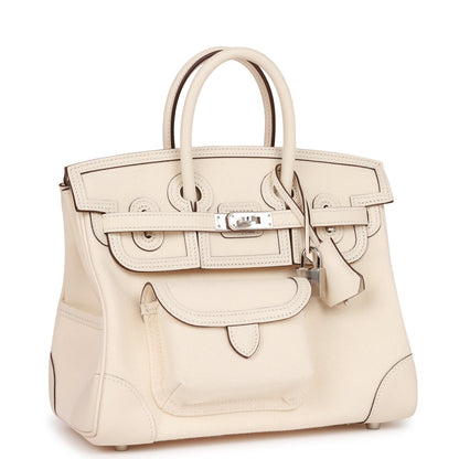 Hermes Birkin 25  Cargo Nata Swift and Toile Canvas Palladium Hardware
