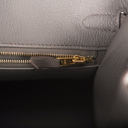 Hermes Birkin 25 Sellier Etain Epsom Gold Hardware