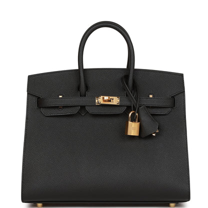 Hermes Birkin 25 Sellier Black Epsom Gold Hardware