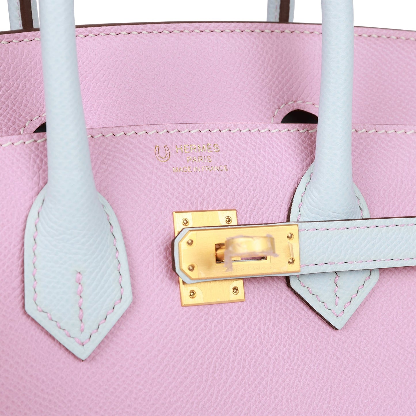 Hermes Birkin 25 Sellier Mauve Sylvestre and Bleu Brume Epsom Brushed Gold Hardware