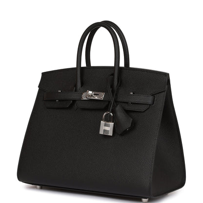 Hermes Birkin 25 Sellier Black Epsom Palladium Hardware