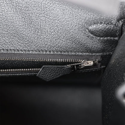 Hermes Birkin 25 Sellier Black Epsom Palladium Hardware