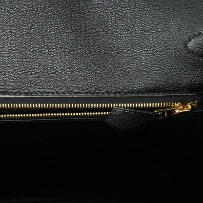 Hermes Birkin 35 Black Shiny Porosus Crocodile Gold Hardware