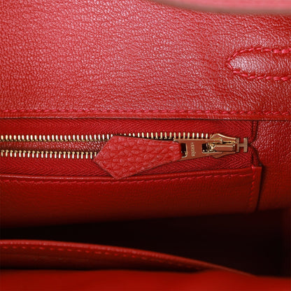 Hermes Birkin 25 Rouge Vif Togo Gold Hardware