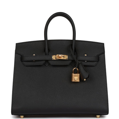 Hermes Birkin 25 Sellier Black Epsom Gold Hardware