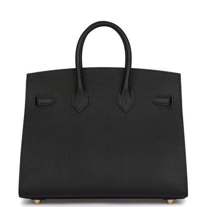 Hermes Birkin 25 Sellier Black Epsom Gold Hardware