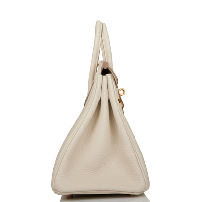 Hermes Birkin 25 Craie Togo Rose Gold Hardware