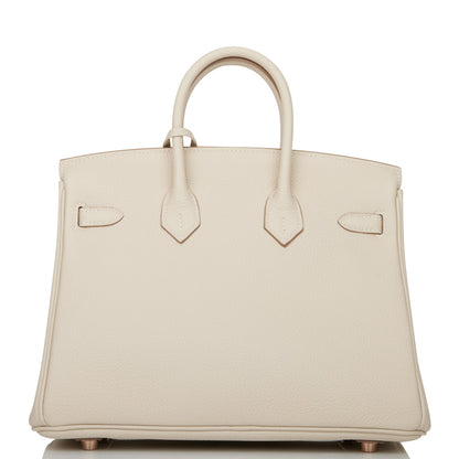 Hermes Birkin 25 Craie Togo Rose Gold Hardware