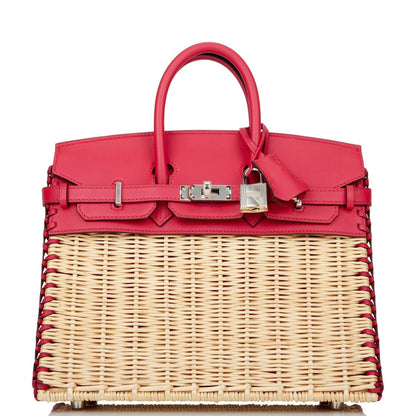 Hermes Picnic Sellier Birkin 25 Framboise Swift Palladium Hardware