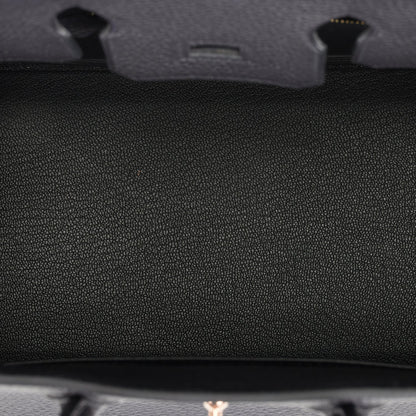 Hermes Birkin 25 Black Togo Rose Gold Hardware