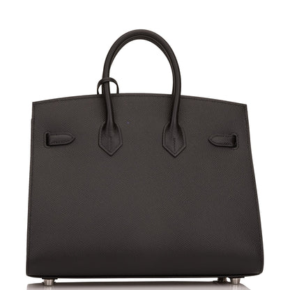 Hermes Birkin 25 Sellier Black Epsom Palladium Hardware