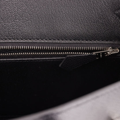 Hermes Birkin 25 Sellier Black Epsom Palladium Hardware
