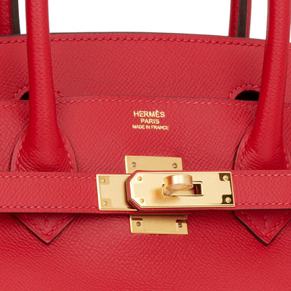 Hermes Birkin 30 Rouge Casaque Epsom Gold Hardware