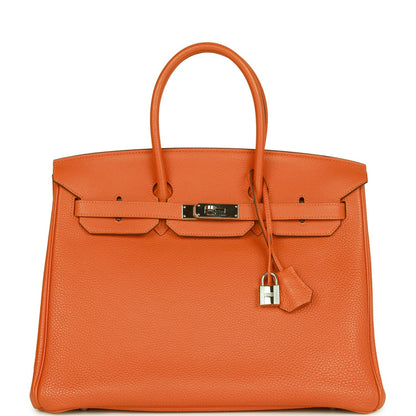Hermes Birkin 35 Orange H Clemence Palladium Hardware -