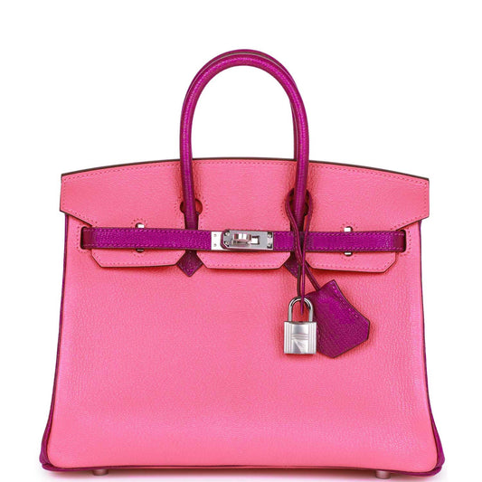 Hermes Special Order (HSS) Birkin 25 Rose Lipstick and Anemone Chèvre Palladium Hardware