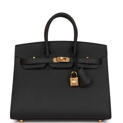 Hermes Birkin 25 Sellier Black Epsom Gold Hardware