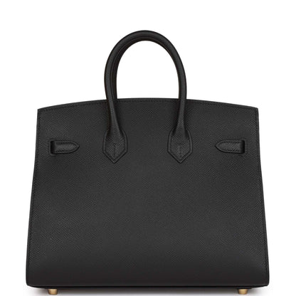 Hermes Birkin 25 Sellier Black Epsom Gold Hardware