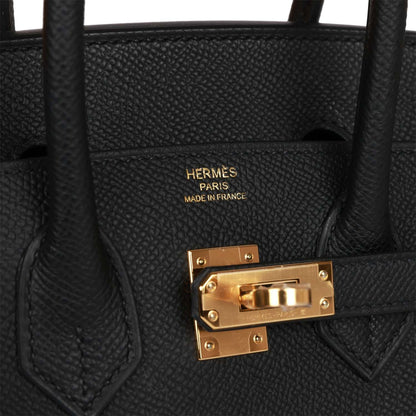 Hermes Birkin 25 Sellier Black Epsom Gold Hardware