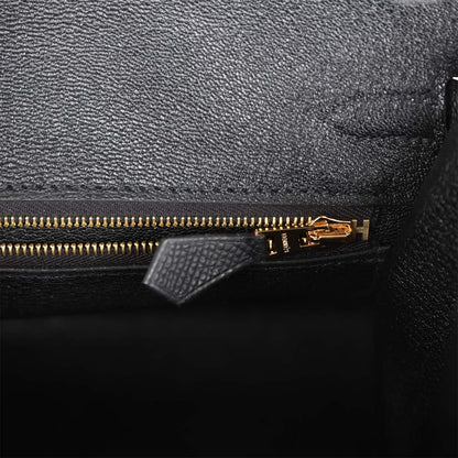 Hermes Birkin 25 Sellier Black Epsom Gold Hardware