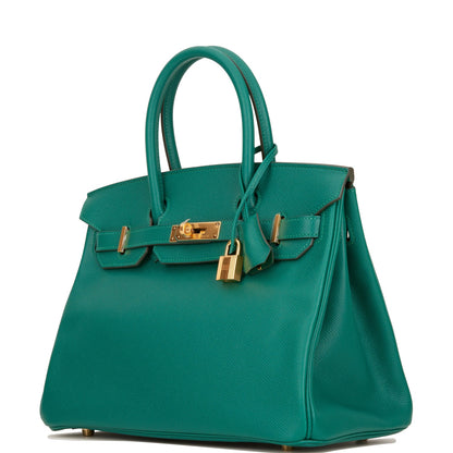Hermes Birkin 30 Malachite Epsom Gold Hardware