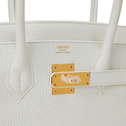 Hermes Birkin 30 White Clemence Gold Hardware