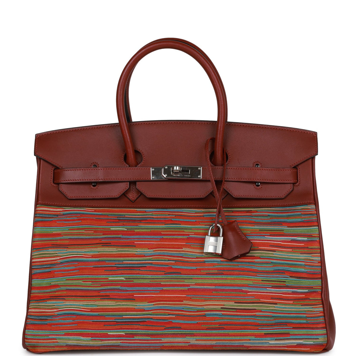 Pre-owned Hermes Birkin 35 Vibrato Rouge H Boxcalf Palladium Hardware